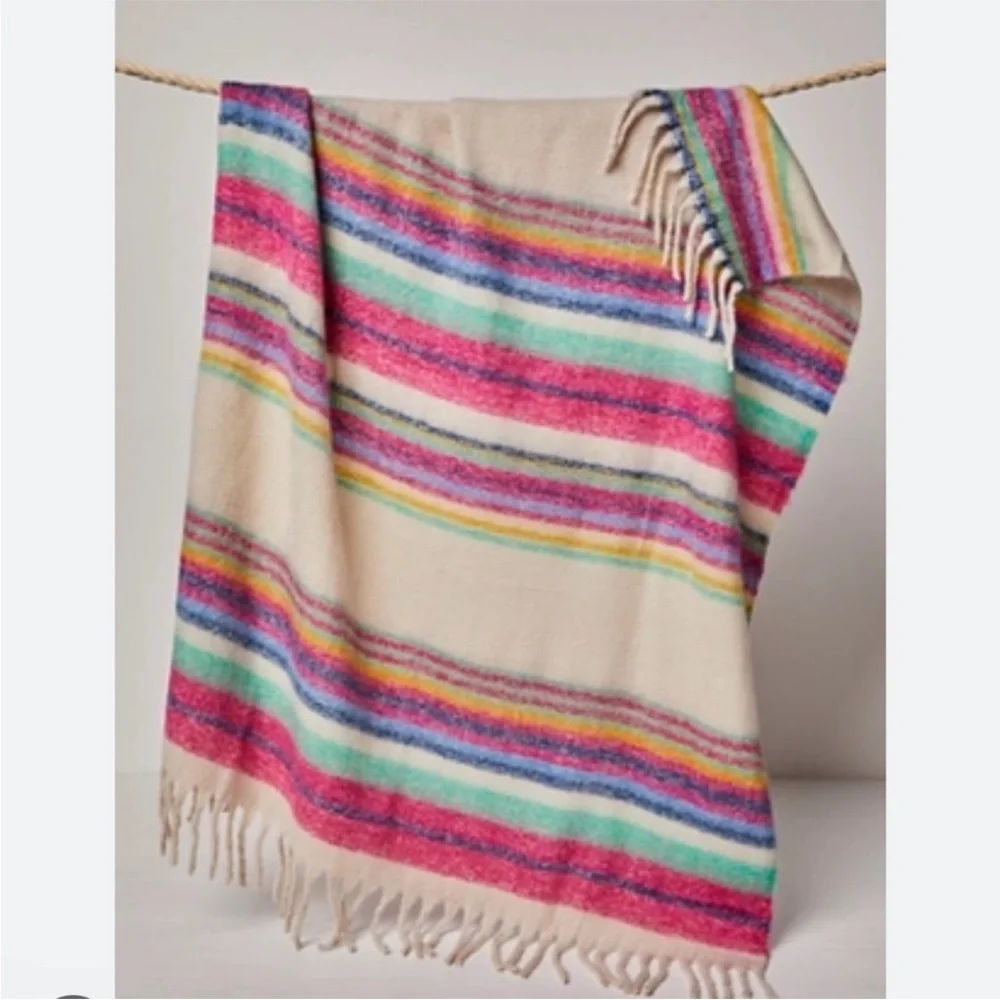 Free People Skye Stripe Fringe Throw Blanket 50x60
